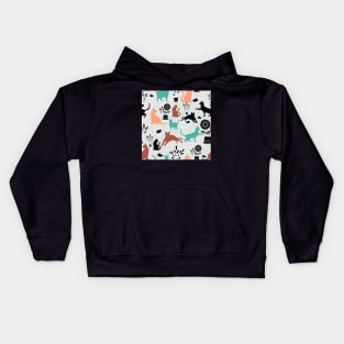 Cats and Flowers mint and coral Kids Hoodie